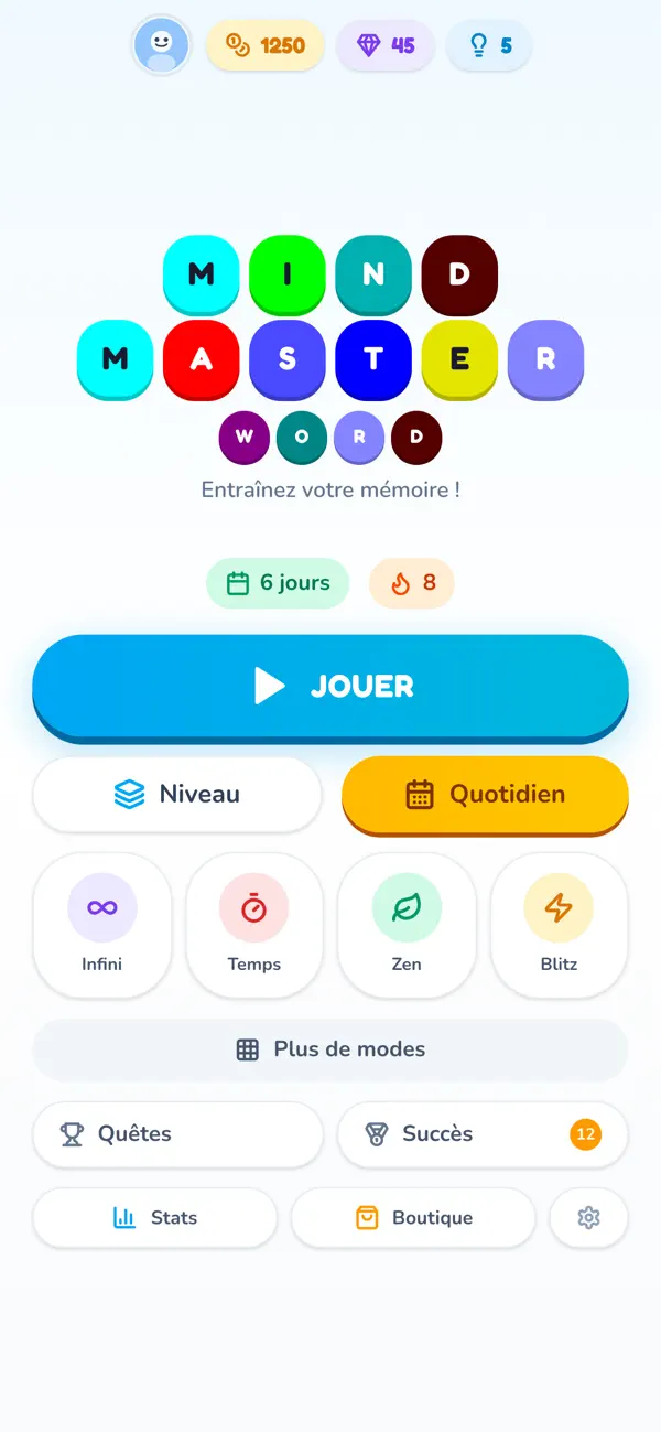 Screenshot #1 pour MindMasterWord - Jeu de Mots