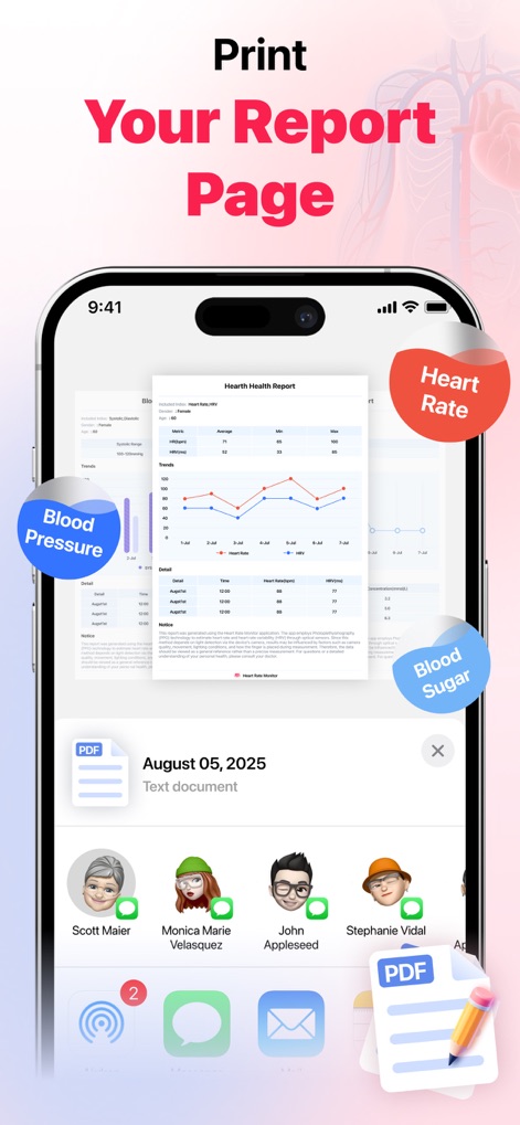 Heart Rate Monitor: For health - Understand how the tool generates comprehensive health reports with integrated graphs and offers seamless PDF export for easy sharing.