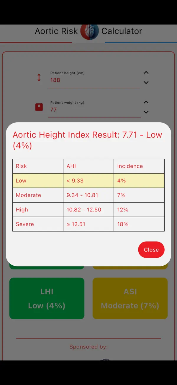 Screenshot #1 pour Aortic Risk Calculator