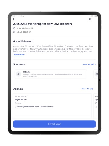 AALS Events 2026 iPad screenshot