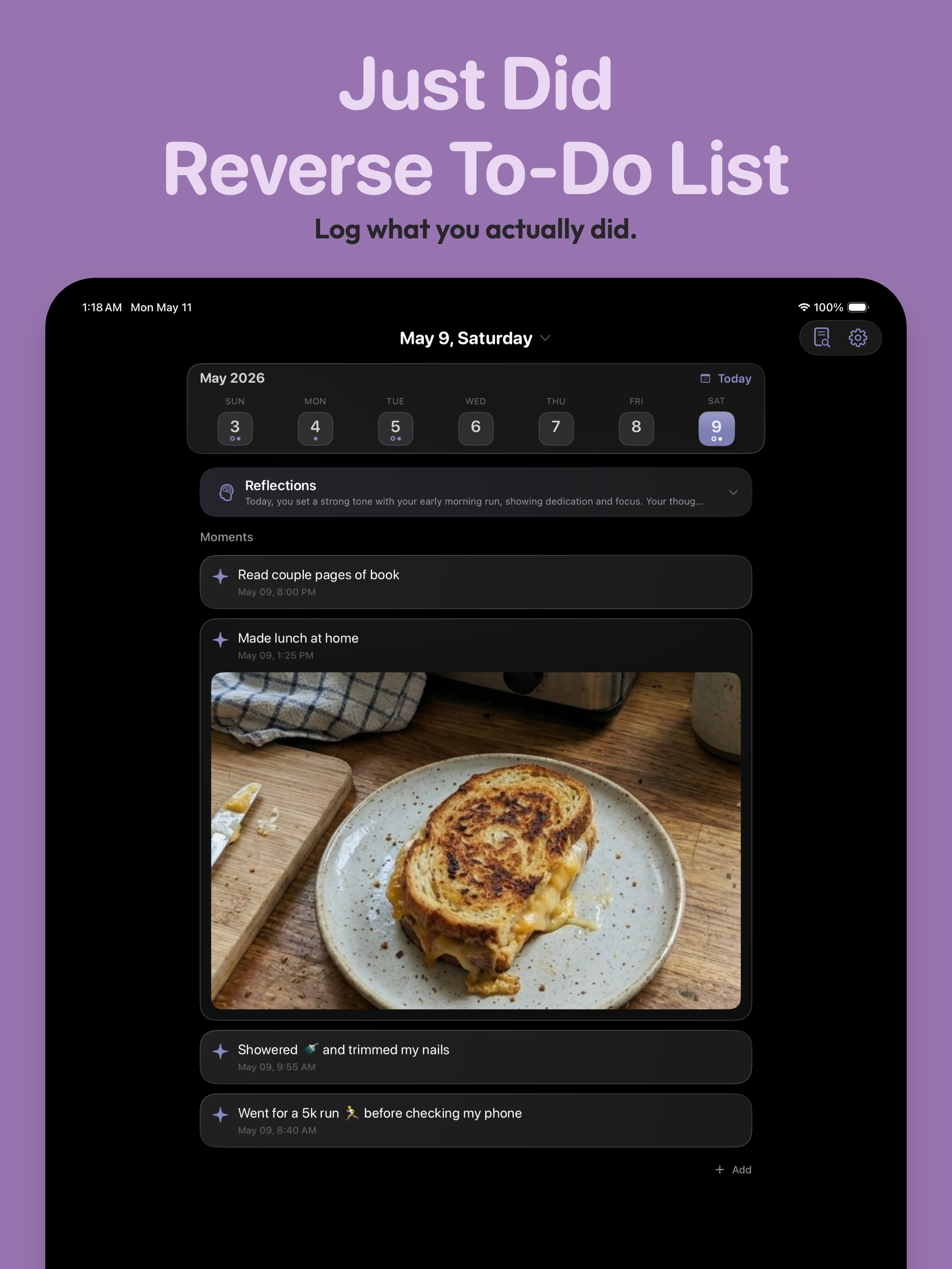 Just Did - Reverse To-Do List