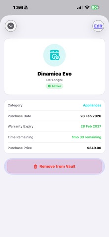 Receipts & Warranty Storage screenshot