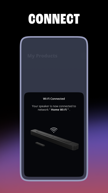 JBL One App Store screenshot 3, headline “CONNECT”. Quotation marks.