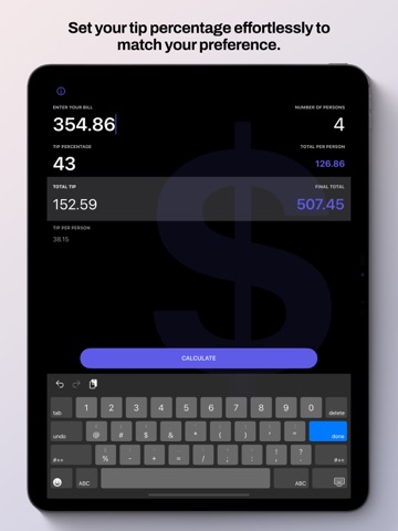 Tipio – Quick Tip Calculator iPad screenshot