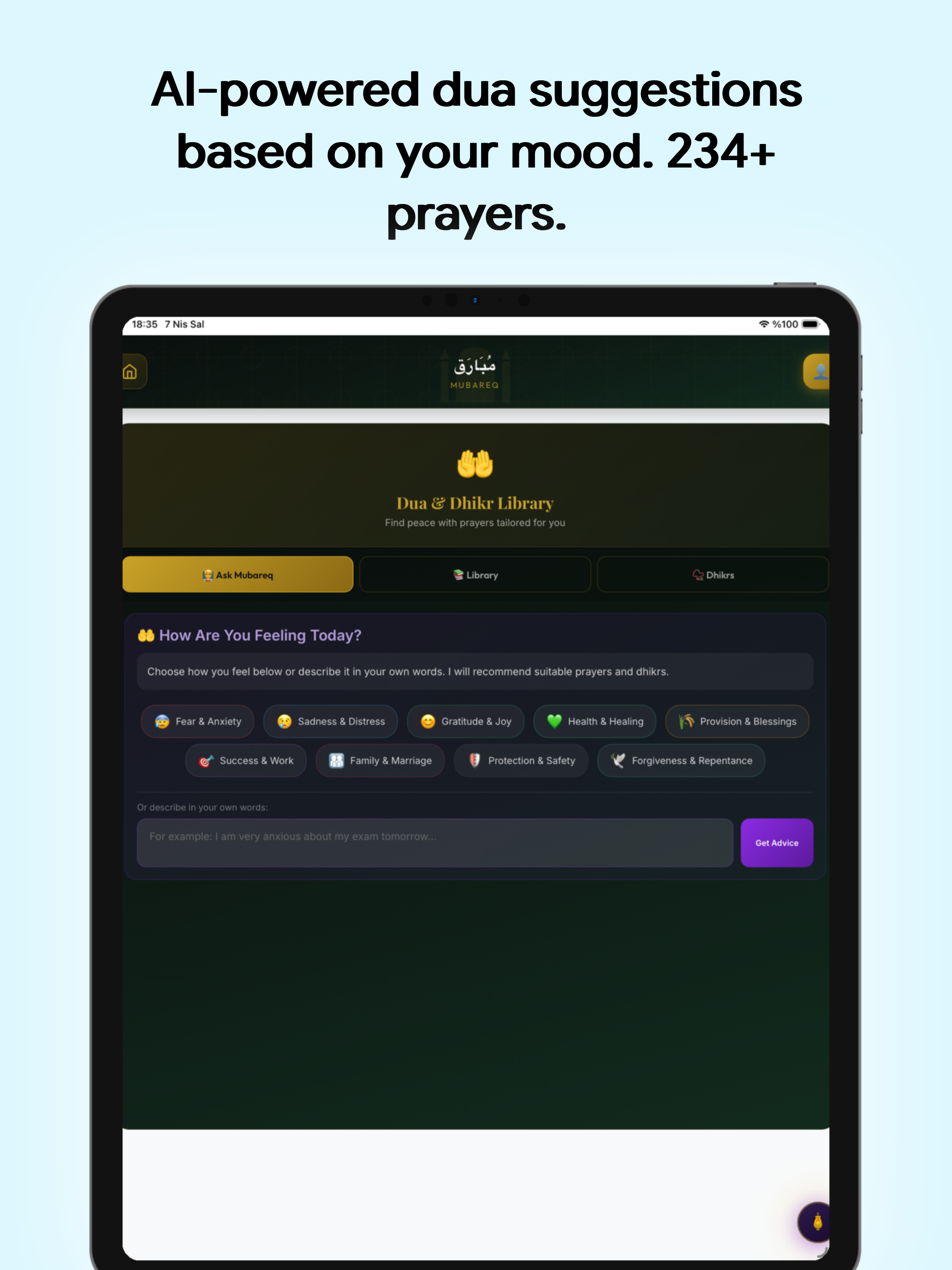 Mubareq: Praying, Quran, Dhikr