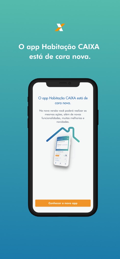 Habitação Caixa - Discover the app's updated interface and streamlined navigation, inviting users to explore its enhanced functionalities via the prominent "Conhecer o novo app" button.
