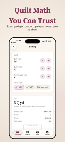 Quiltry: Quilting Calculator iPhone screenshot