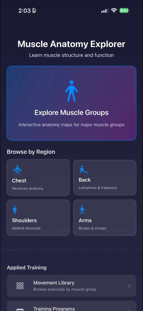 Screenshot #1 pour Muscle Anatomy Guide