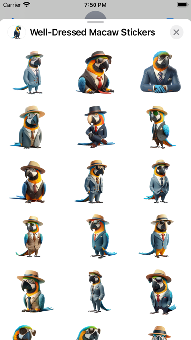 Screenshot #2 pour Well-Dressed Macaw Stickers