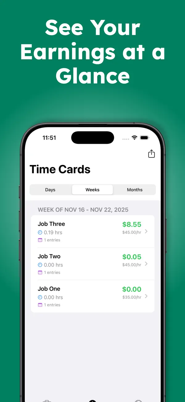 Screenshot #2 pour Hours Tracker: Track Job Hours