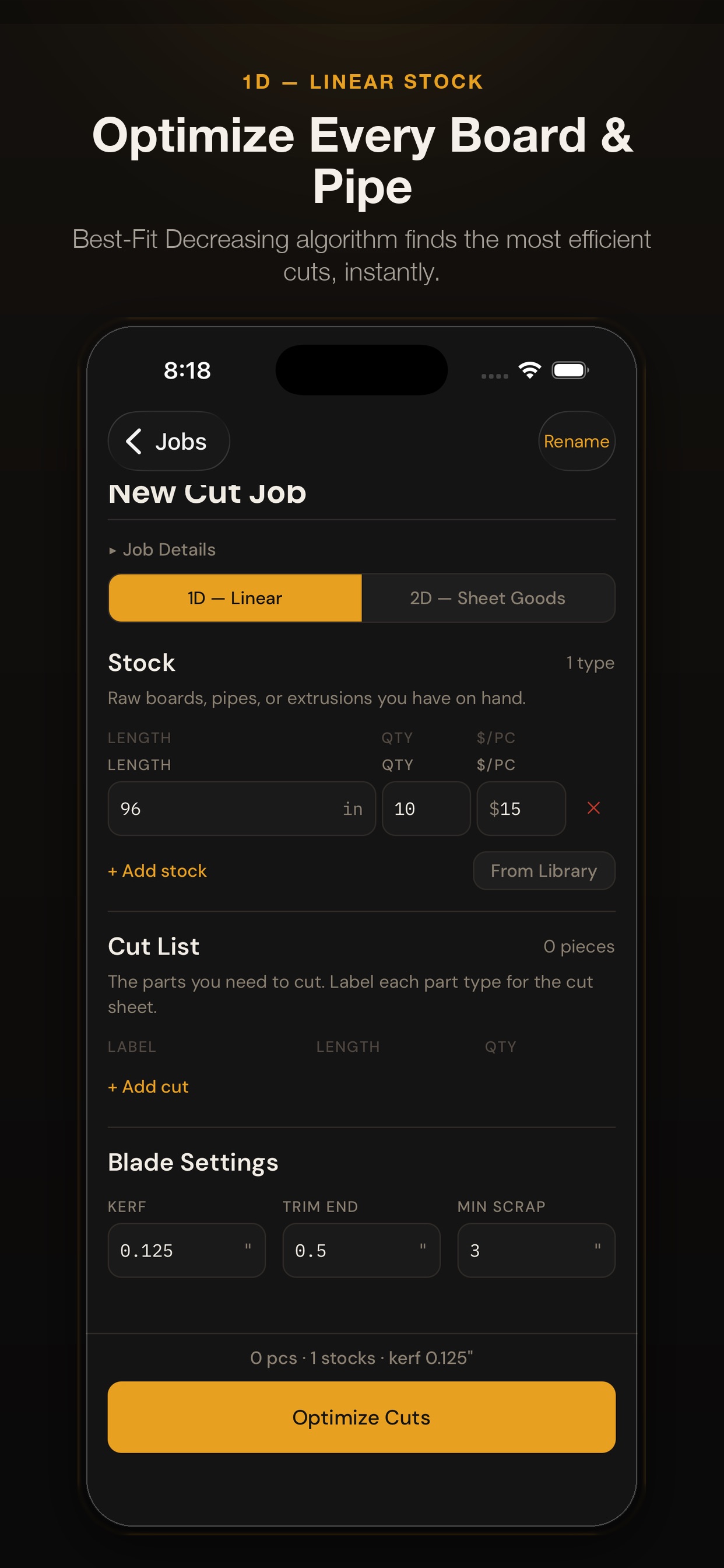 Screenshot 1 of CutListPro - Cut Optimizer