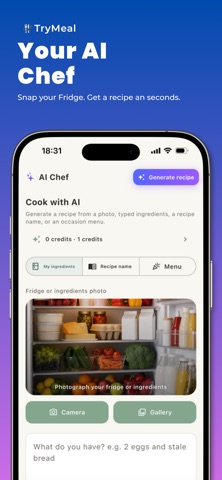 TryMeal AI Recipe & Meal Chef iPhone screenshot