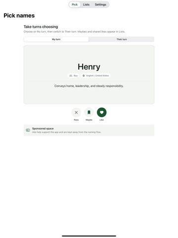 Baby Names Matcher iPad screenshot