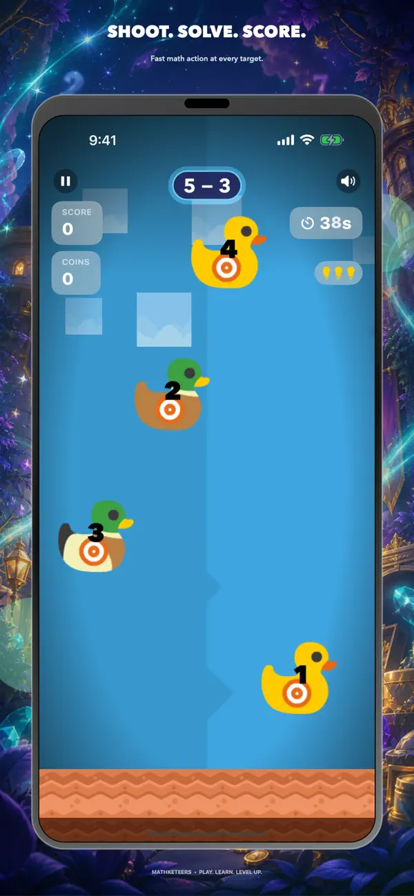 Mathketeers: Math Games iPhone and iPad interface for Math, but it's an epic knight adventure, from the official App Store gallery