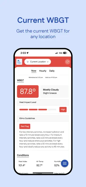 Klimo WBGT screenshot 2