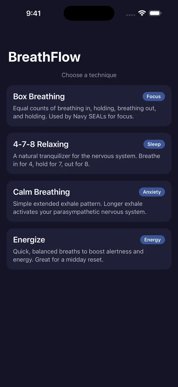 Screenshot #1 pour BreathFlow: Breathing Calm