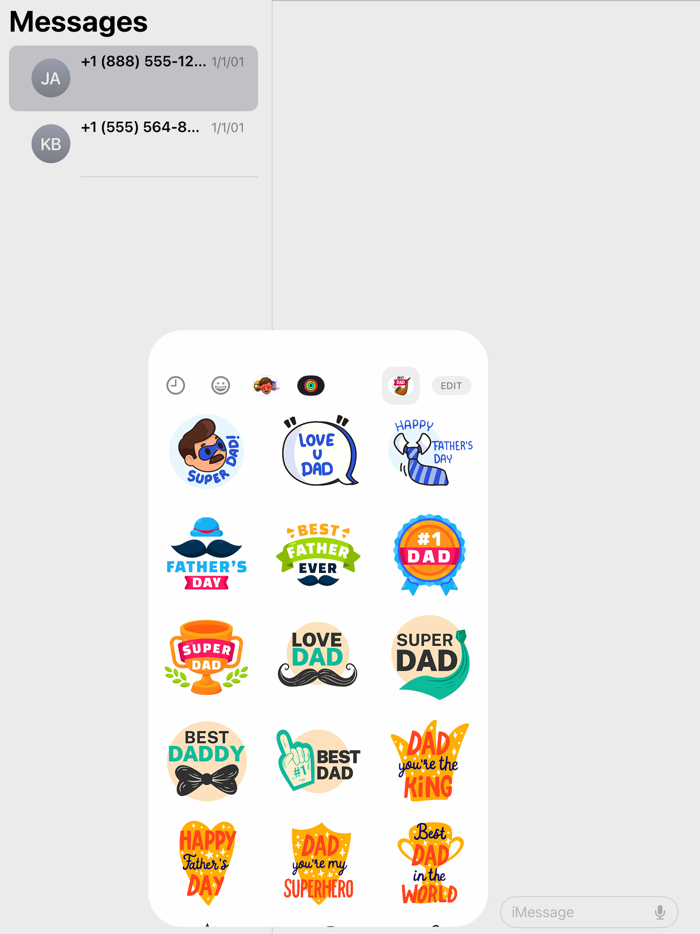 Fathers Day Stickers Set
