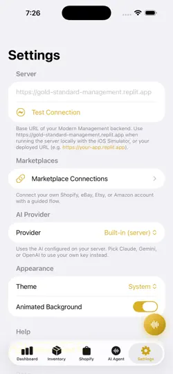 Captura de pantalla de ModernManagement en iPhone 6