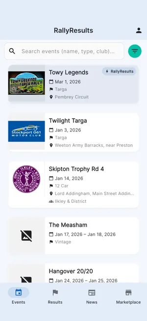 RallyResults screenshot 2