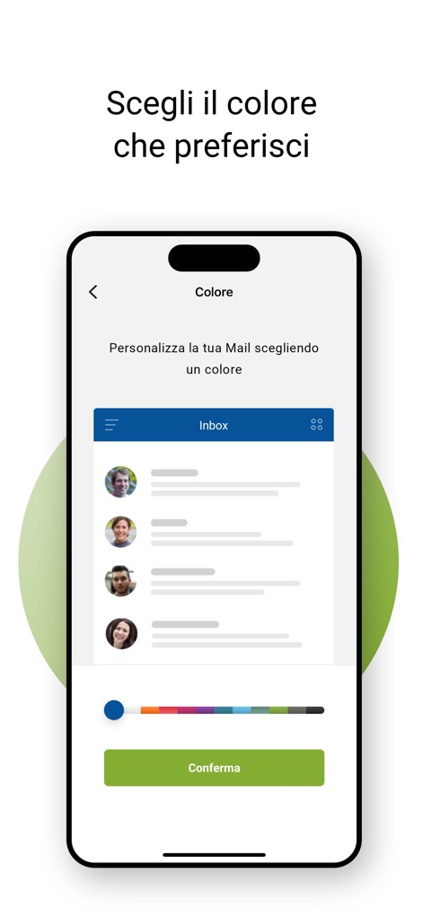Libero Mail - La aplicación brinda la opción de elegir un color de la paleta para personalizar la interfaz, reflejándose en la apariencia de la bandeja de entrada y mejorando la experiencia estética.