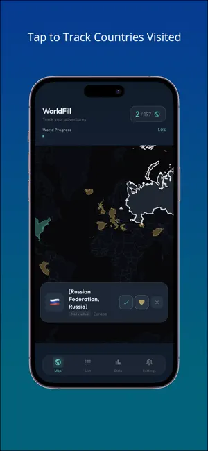 WorldFill - Travel Map screenshot 1
