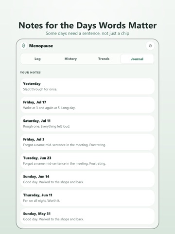 Menopause Tracker & Journal iPad screenshot