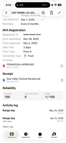 EVT: Firearm & NFA Tracker Screenshot 5 of 7