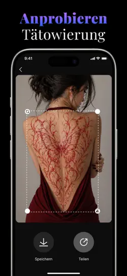 Screenshot von KI-Tätowierungsdesign: ArtReel auf dem iPhone 4