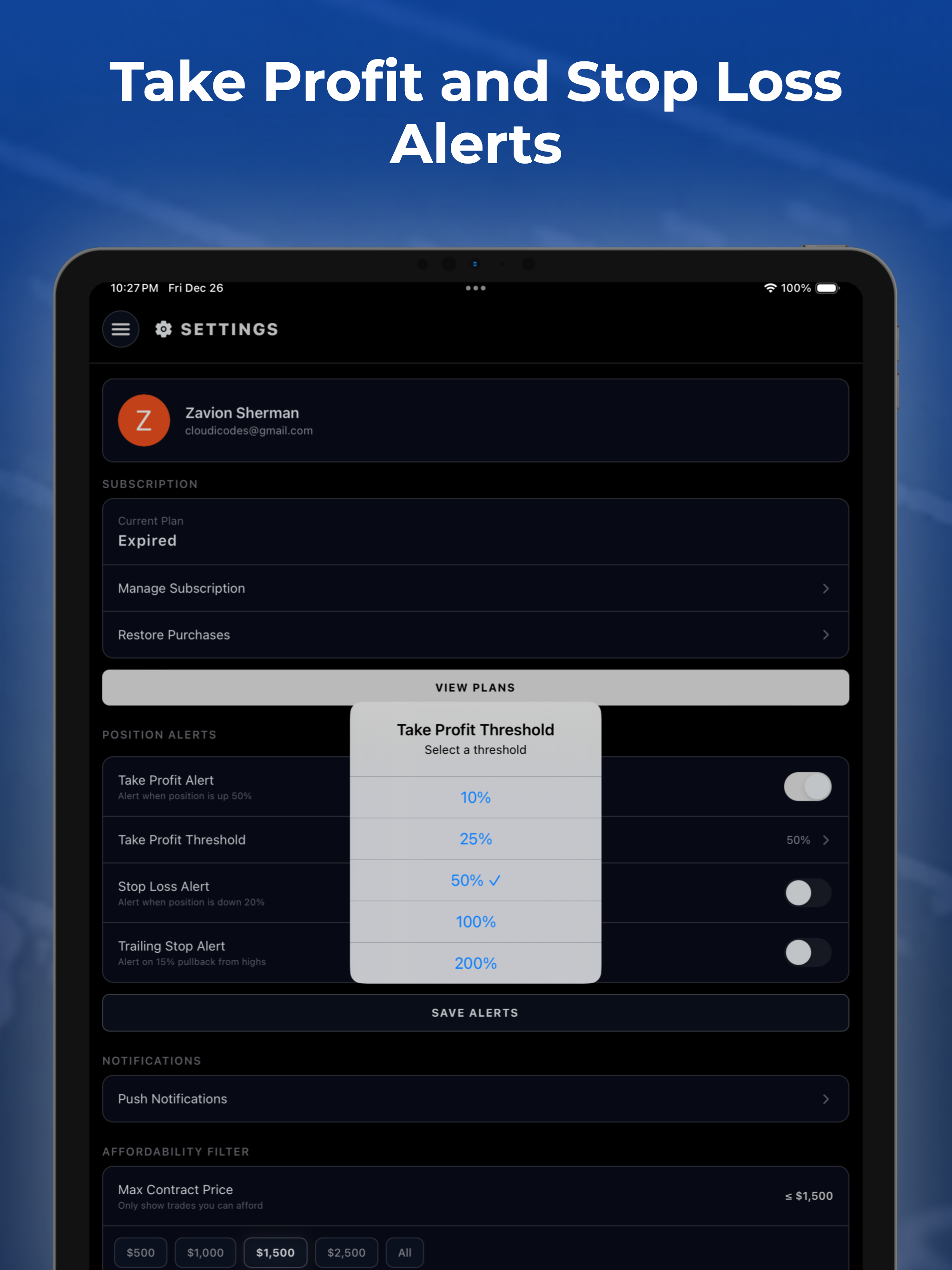 Whalor - Options Alert Tool