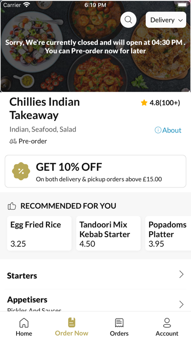 Chillies Indian Takeaway. Screenshot