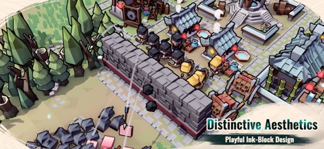 Inkvasion - Appreciate the distinctive blocky 3D aesthetic and the playful ink-block design across various structures.