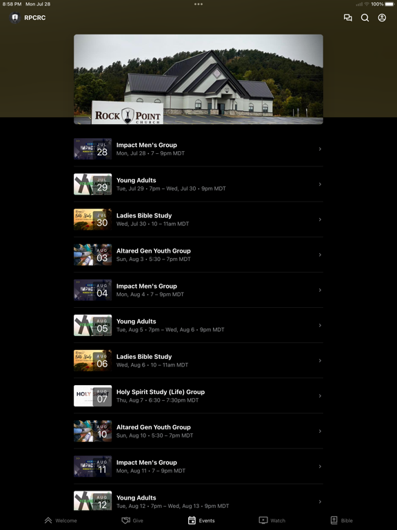 Rock Point Church RC iPad screenshot 3 - Education app