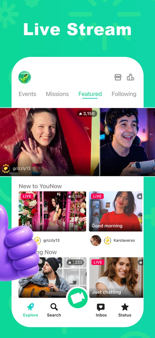 YouNow: Live Stream, Go Live search result