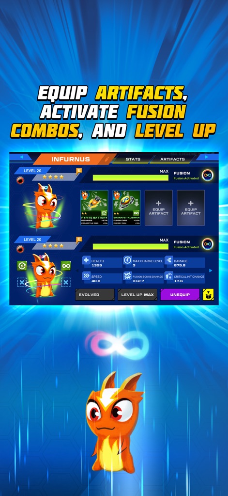 Slugterra: Slug it Out 2 - The app allows for deep slug progression, enabling players to equip powerful artifacts and activate unique fusion combos to maximize their slug's potential.