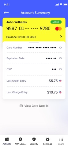 BB Americas Bank Prepaid Card iPhone screenshot