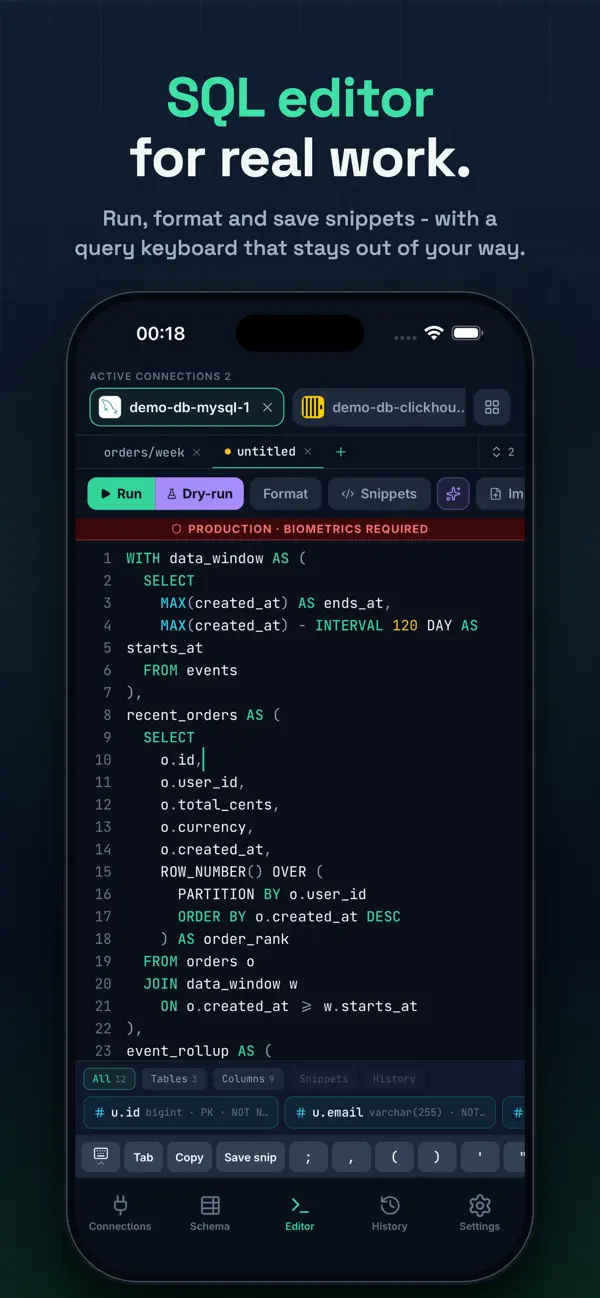 #2. DBPort: Modern Database Client (iOS) Ved: Mansur Tauken