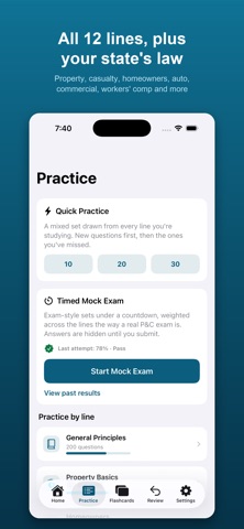 P&C Insurance Exam Prep iPhone screenshot