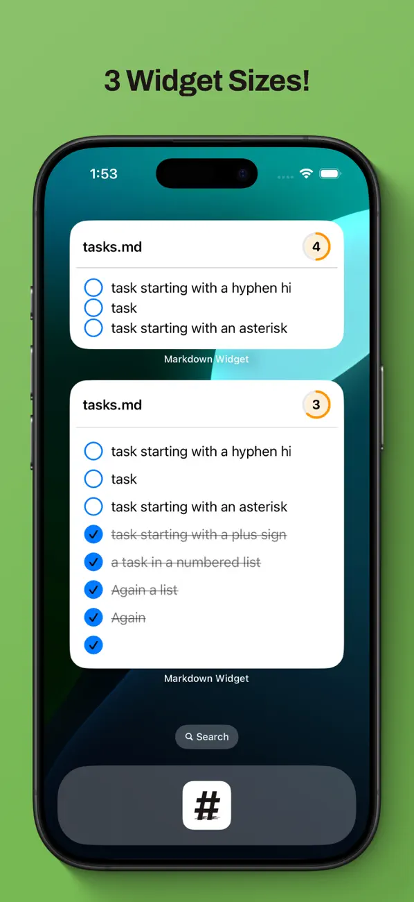 #3. Markdown Widget: Tasks & Notes (iOS) Podle: Spencer Shwetz