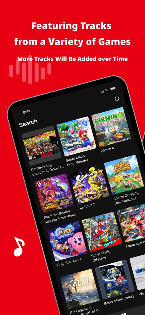 Nintendo Music - This tool allows users to effortlessly explore a vast collection of game soundtracks, featuring prominent titles like Pikmin 4 and Super Mario Bros. Wonder, all accessible via a clear search interface.