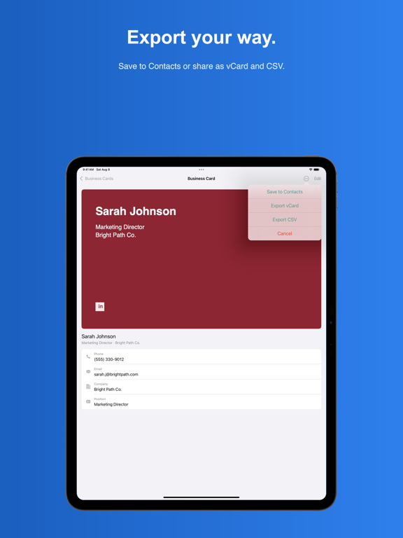 Business Card - Scanner & OCR iPad screenshot