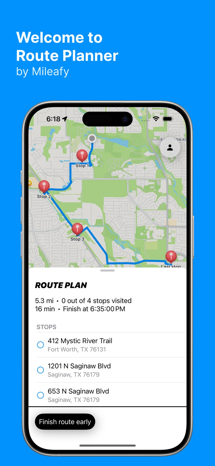 Route Planner by Mileafy iphone screenshot 1
