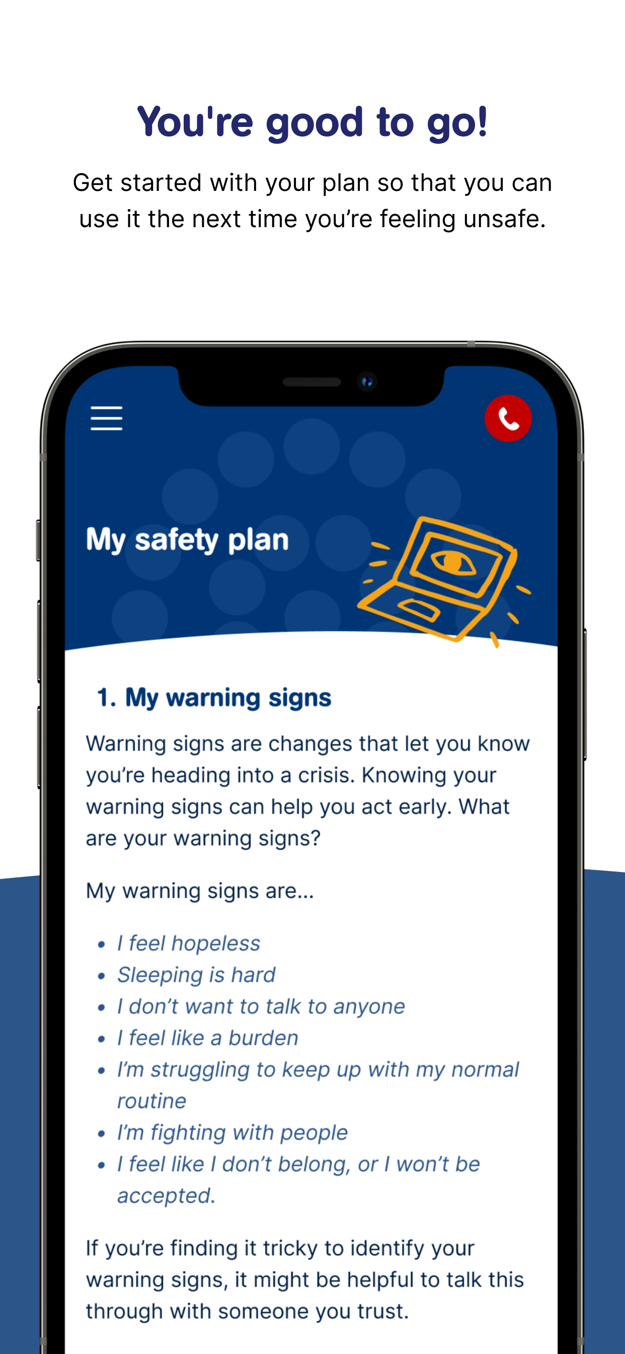 Beyond Now suicide safety plan screenshot 5