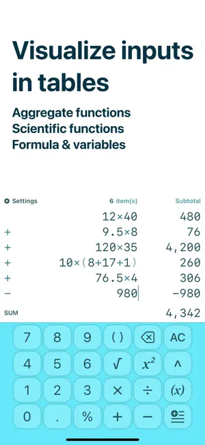 TableCalc screenshot 1