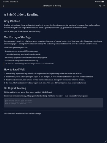 expt - File Reader iPad screenshot