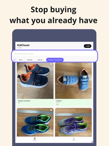 KidCloset: Digital Kids Closet iPad screenshot