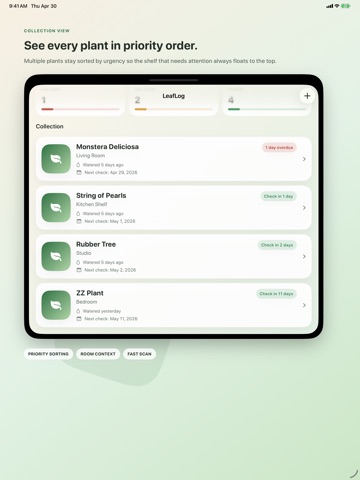 LeafLog Plant Journal iPad screenshot