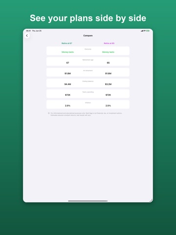 Retirement Calculator Nest Egg iPad screenshot