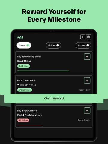 Ace - Goal and Reward Tracker iPad screenshot