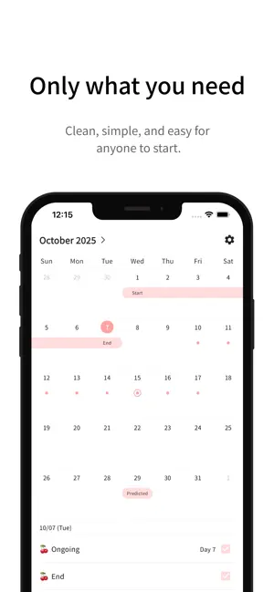 Simple Period Tracker - Cherri screenshot 1