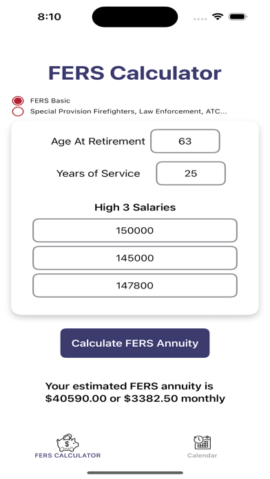 FERS Calculator Screenshot